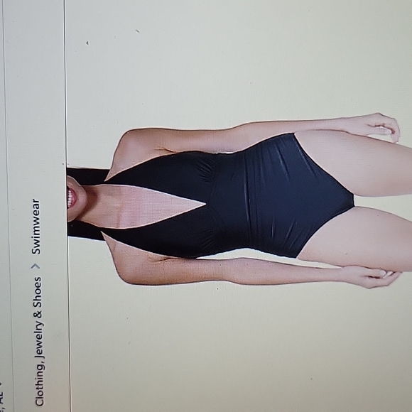 DKNY one piece Black halter shirred waist swimsuit moderate coverage Medium NEW… - Picture 2 of 8